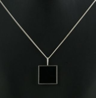 Danish Sterling Silver Pendant Designed By Arne Johansen Set With Black Onyx