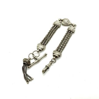 Antique Victorian Style Sterling Silver Albertina Watch Chain Bracelet 164