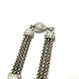 Antique Victorian Style Sterling Silver Albertina Watch Chain Bracelet 164 3