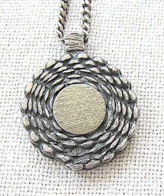 Vintage Modernist Silver Sterling And Bronze Pendant With Silver Chain,  24 Gr.