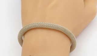 Espo 925 Sterling Silver - Vintage Shiny Minimalist Mesh Chain Bracelet - B8185