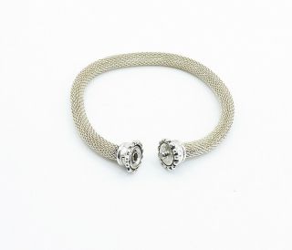 ESPO 925 Sterling Silver - Vintage Shiny Minimalist Mesh Chain Bracelet - B8185 2