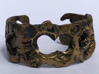 Artisan Studio Bronze Brass Modernist Brutalist Form Cuff Bracelet
