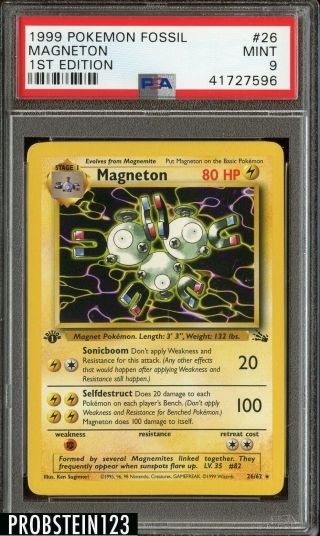 1999 Pokemon Fossil 1st Edition 26 Magneton Psa 9