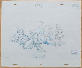 He - Man Production Cel / Drawing: He - Man & Battlecat