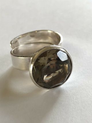 Arne Nordlie Smokey Crystal Sterling Silver Coctail Ring Norwegian Norway