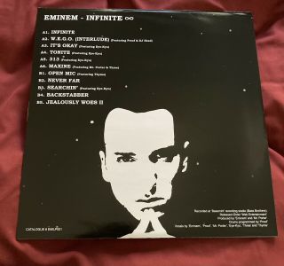 Eminem Infinite Clear Colored Vinyl LP Record Album Limited Edition 2