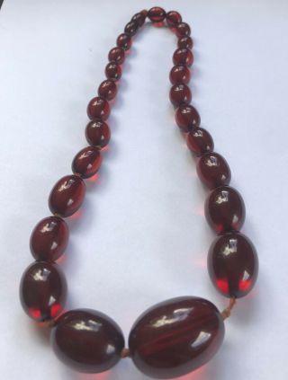 Art Deco Cherry Amber Bakelite Beads Necklace 46g