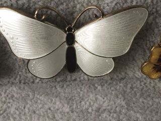 Ivar T Holth Enamel Butterfly Brooch Norway Sterling