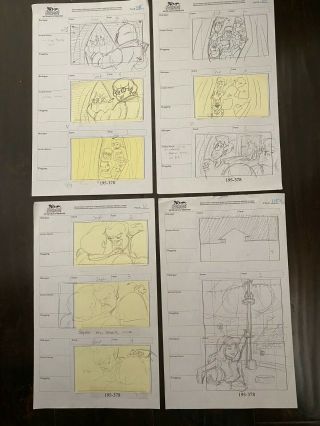 Scooby Doo Animation Drawing Production Art Story Board Sketch 4 Piece