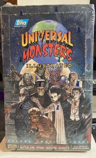 1994 Topps Universal Monsters Illustrated Trading Cards Box.  Please Read