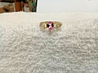 Vintage 14k Gold Ring With Pear Shape Light Pink Stone; Size 6.  5