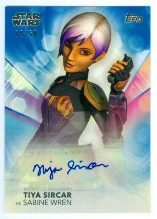 Tiya Sircar " Sabine Wren Blue Autograph Card /50 " Women Of Star Wars 2020