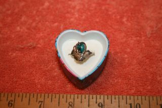 Vintage Sterling & Rose & Yellow Gold & Turquoise Center Ring Size 6.  25