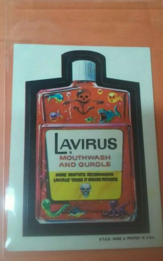 Wacky Packages Vintage Lavirus Mouthwash Sticker Series 1 White Back