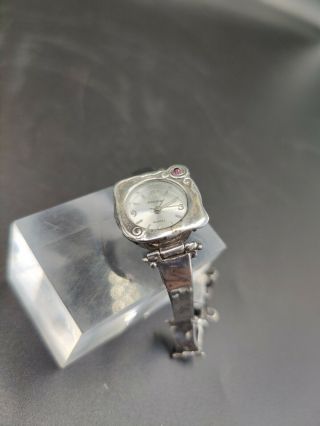 Vintage Jewelry Lady 925 Sterling Silver Jewled Watch Dress
