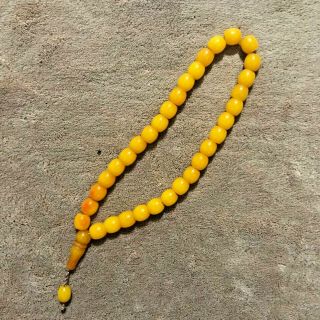 Vintage 30 Gr Rosary Faturan Kehribar Amber Bakelite Prayer Islamic Misbaha 33
