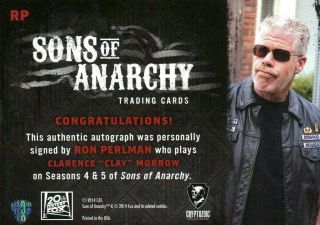 Sons of Anarchy Seasons 4 & 5 Ron Perlman as Clay Morrow Autograph Card RP 2