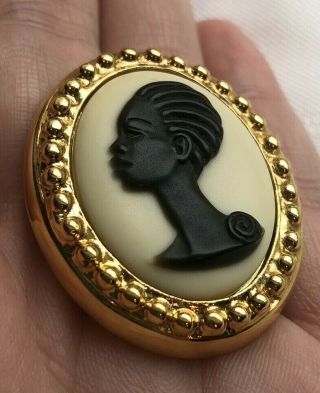 Coreen Simpson Cameo Style Brooch Gold Tone