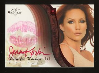 2009 Benchwarmer Red Foil Ultimate Jennifer Korbin Auto Kiss Card 1/1