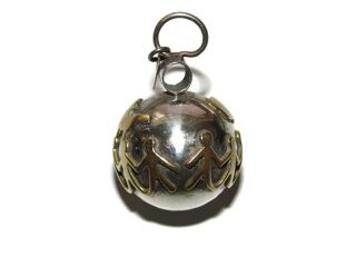 Vintage Sterling Silver Harmony Children Of The World Mexico Chime Ball Pendant