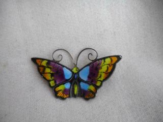 Vintage David Andersen Norway 925 Sterling & Multi Color Enamel Butterfly Pin