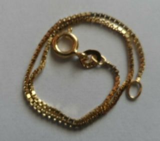 Vintage 14k Yellow Gold Box Chain Bracelet 7 " Long Not Scrap