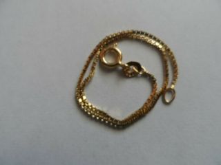 Vintage 14k Yellow Gold Box Chain Bracelet 7.  25 " Long Not Scrap