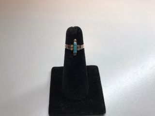 9k Victorian Turquoise And Seed Pearl Ring
