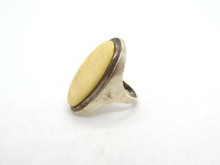 Vintage Sterling Silver Large Long Oval Bone Ring,  size 7 2