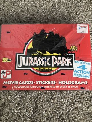 1992 Vintage Topps Jurassic Park Movie Trading Cards Factory Box 36 Packs
