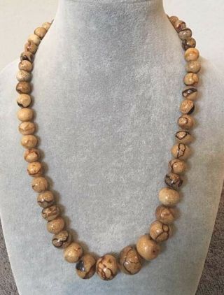 Vintage Natural Brown Tiger Coral Beads 9 18.  5 Mm Graduated 22 " Necklace 77.  2g