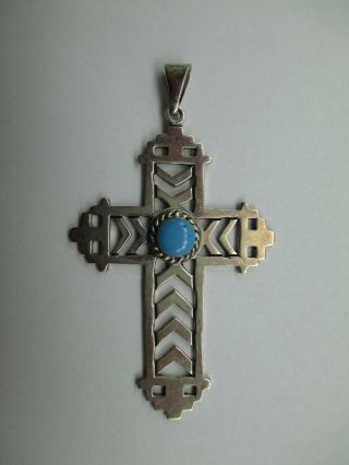 Vintage Taxco Sterling Silver Cross Pendant Large Mexico Tm - 205 925 474d