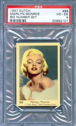 1957 Dutch Gum Card Big Number Set 99 Marilyn Monroe Bus Stop Promo Psa 4
