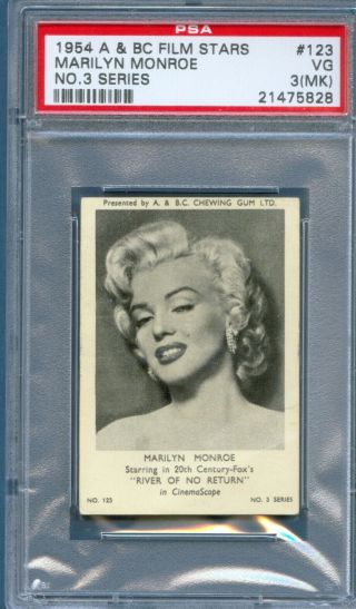 1954 A&bc Film Stars Card 123 Marilyn Monroe River Of Psa 3 Mk