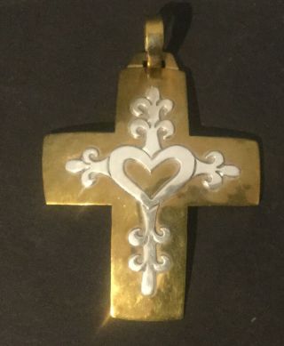 Jeep Collins Brass And Sterling Silver Cross Pendant