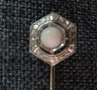 10k White Gold Opal Stick Pin