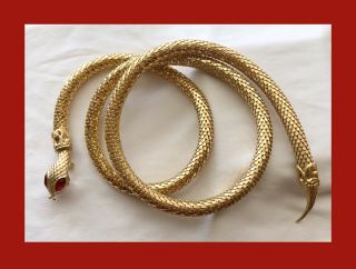 Vintage Snake Belt Or Necklace Gold Tone Unsigned