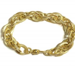 Judith Ripka Large Textured Gold Clad Sterling Link Bracelet Diomonique