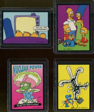 1993 Skybox The Simpsons Series 1 Glow In The Dark 4 Card Set Chase Insert Bart