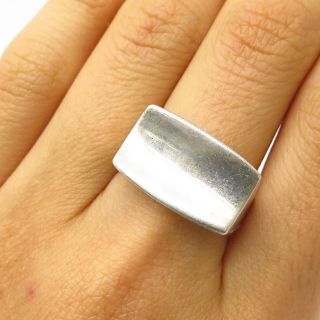 Vtg Signed 925 Sterling Silver Modernist Design Ring Size 8.  5
