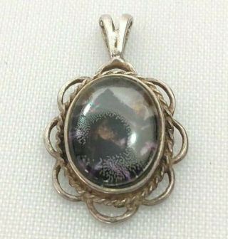 Antique Victorian Solid Silver,  Blue John Pendant For A Necklace