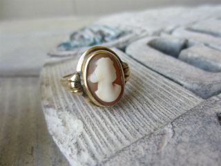 Arjem Vintage 10k Yellow Gold Carved Cameo Ring Sz 8.  5