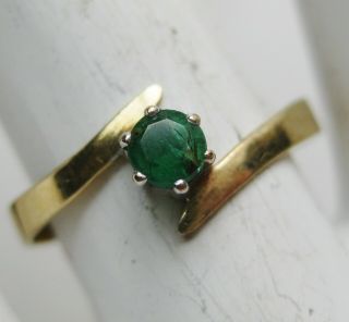 Vintage 14k Yellow Gold Green Emerald Gemstone Ring Size 7