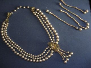 Rare Vintage 15 " Signed Miriam Haskell Faux Pearl Choker Necklace