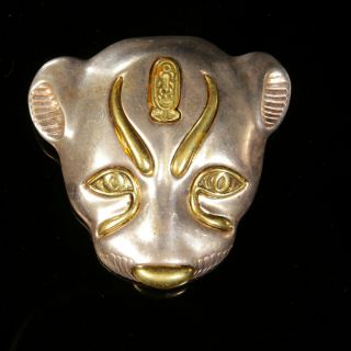 ::estate Sale:: King Tut Mma Egyptian Revival Lioness Pin Pendant Necklace 1976