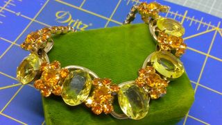 Elegant Vintage Huge Juliana Yellow - Topaz Rhinestone Necklace