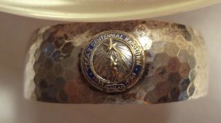 Vintage Antique Hammered Silver Texas Centennial Exposition 1836 - 1936 Bracelet