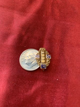 Vintage Marked Vw 14k World War Two Wwll Ww2 Military H.  S.  C.  Pin 2.  16 Grams