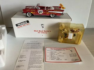 Danbury Red Hot Betty’s 1957 Chevy Convertible Car W/betty Boop Figures